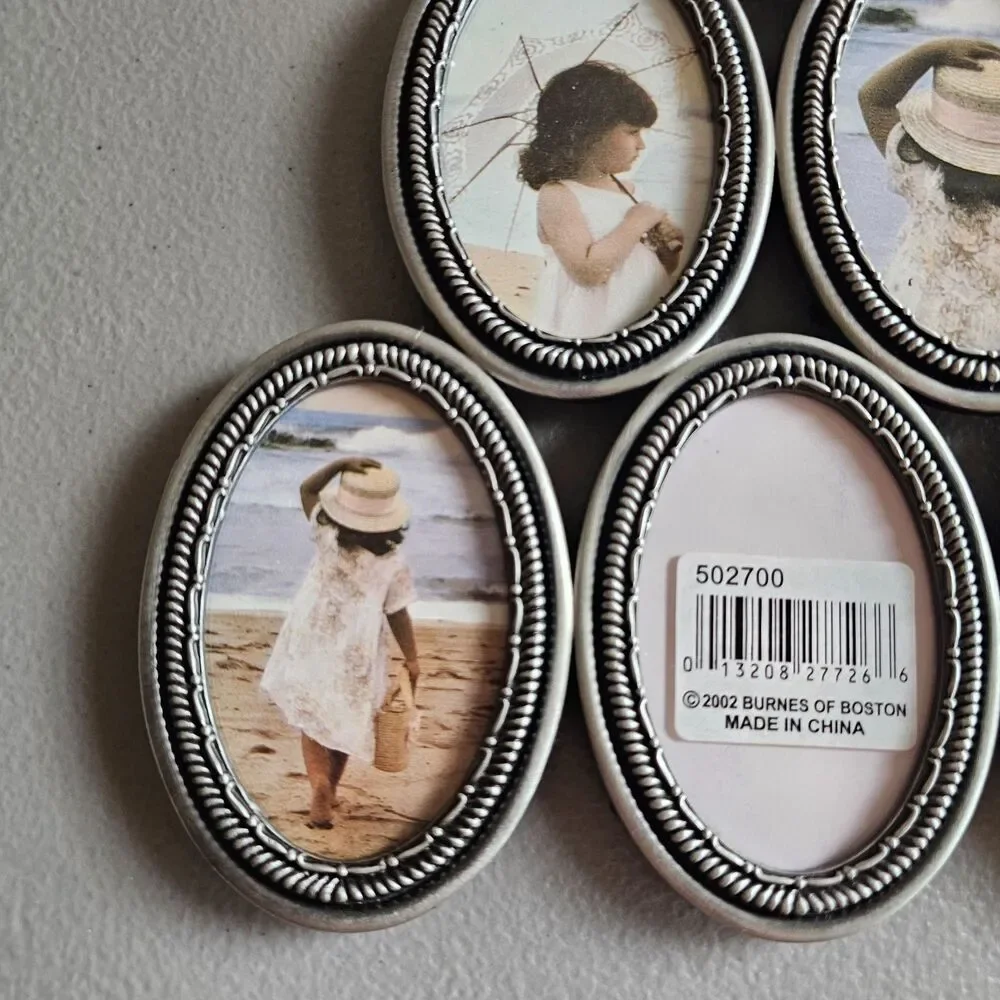 Vintage Oval 2x3 Burnes of Boston Pyramid Style Frame Pewter Tone 9.5”T X 7.5”W